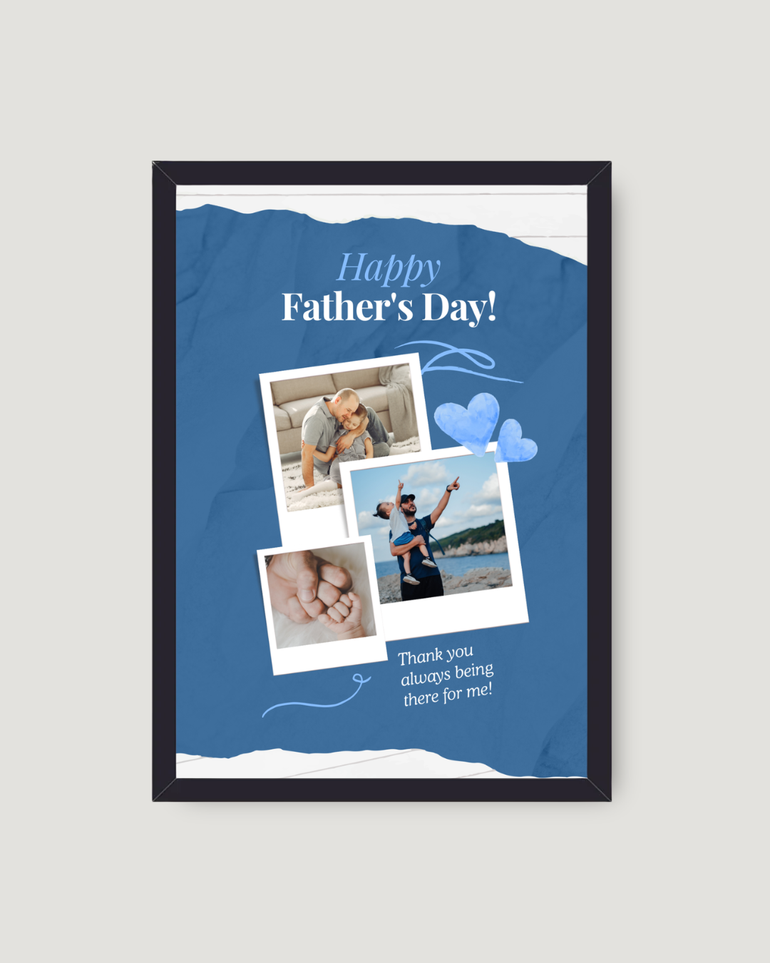 Bold Blue Polaroid Collage – Father's Day Frame