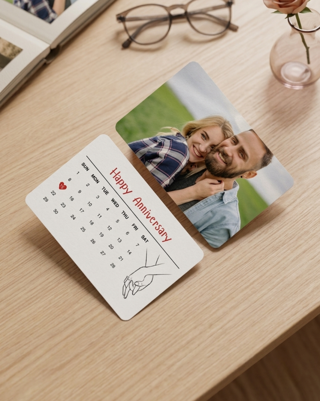 Anniversary Calendar Wallet Card – Custom Photo Gift