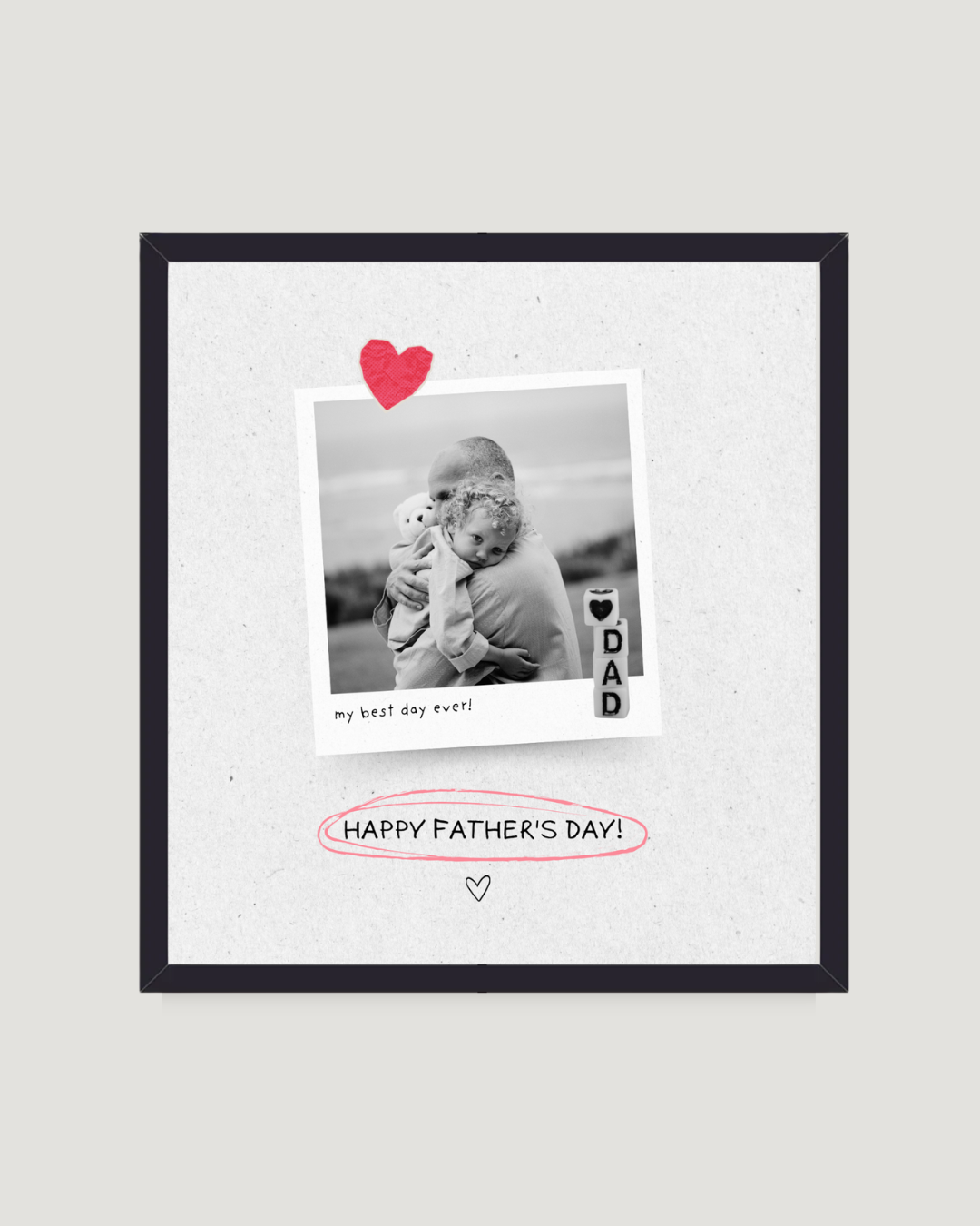 B&W Heart Pin – Father's Day Photo Frame