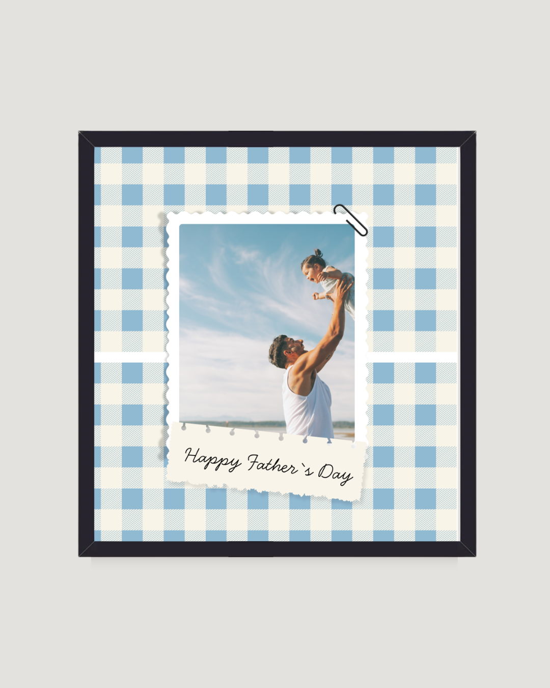 Blue Gingham Polaroid – Father's Day Frame