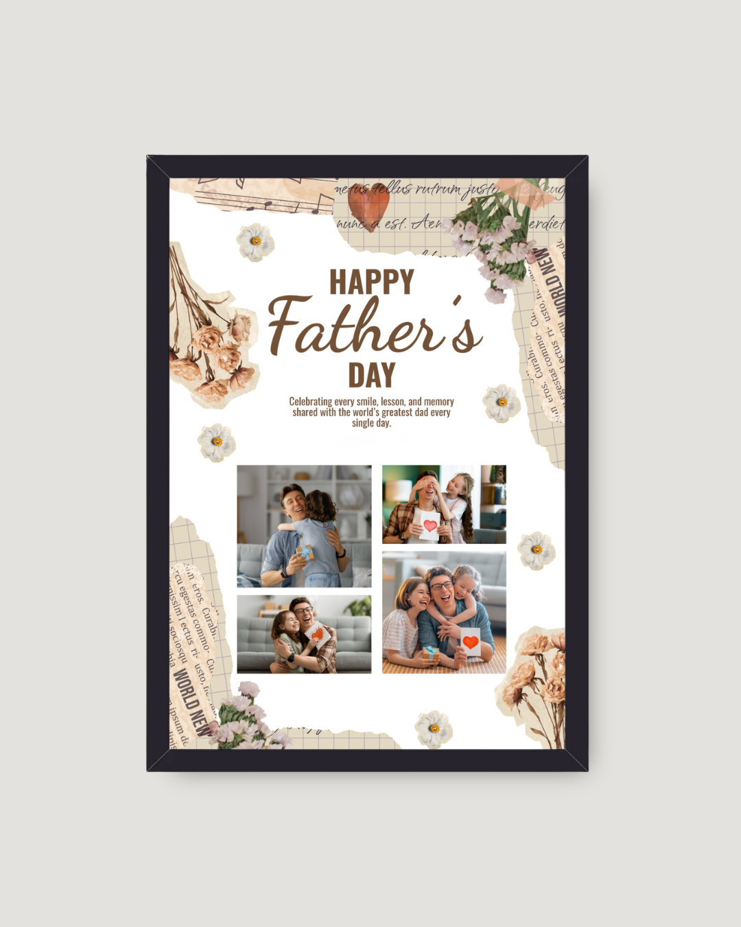 Boho Newspaper Collage – Father's Day Frame