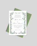 Blue vine floral wedding card Pakistan – elegant walima invitation A5