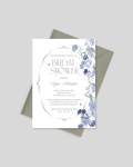 Blue floral bridal shower invitation card Pakistan – premium A5 card