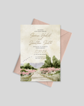 Countryside watercolor personalised wedding card Pakistan – unique shadi invitation A5
