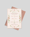 Blush floral nikah invitation card Pakistan – soft pink shadi card A5