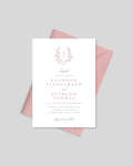 Pink laurel elegant wedding invitation card Pakistan – minimal shadi card A5