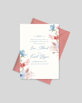 Blue and pink watercolor floral nikah invitation card Pakistan – soft wedding card A5