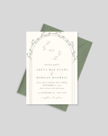 Sage green arch minimalist wedding card Pakistan – modern shadi card A5
