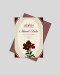 Lace oval classic Islamic nikah invitation card Pakistan – cream floral shadi card A5