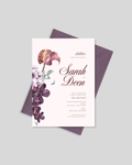 Purple orchid nikah invitation card Pakistan – floral wedding card A5
