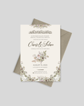 Botanical cream floral nikkah invitation card Pakistan – premium shadi card A5