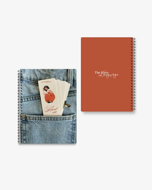 about me denim pocket card aesthetic spiral notebook gift for her Pakistan – thelovelanguage.pk