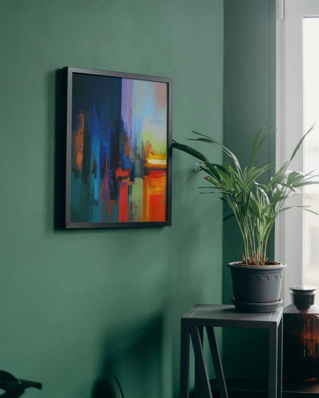Orange Blue Abstract Cityscape Print – Digital Art Lahore