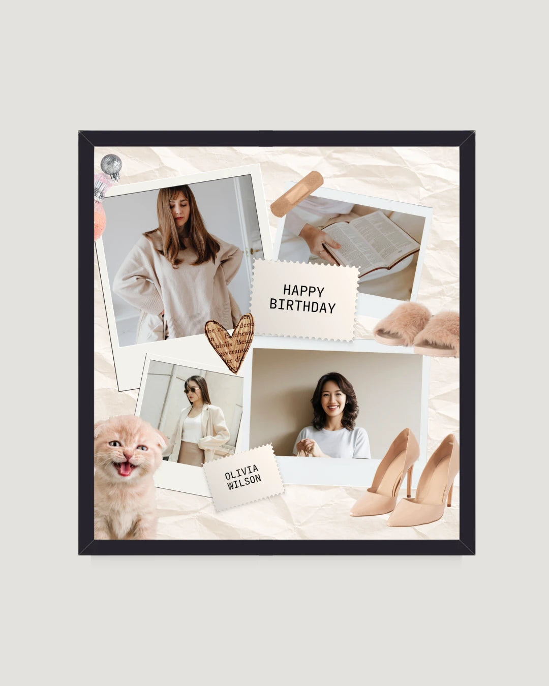Aesthetic Beige Birthday Frame – Personalised Gift for Her