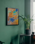 Amber Blue Paint Pour Abstract Print – Digital Art Lahore