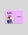 Besties wallet card with friends' photo on lilac background — gift for friends, Pakistan