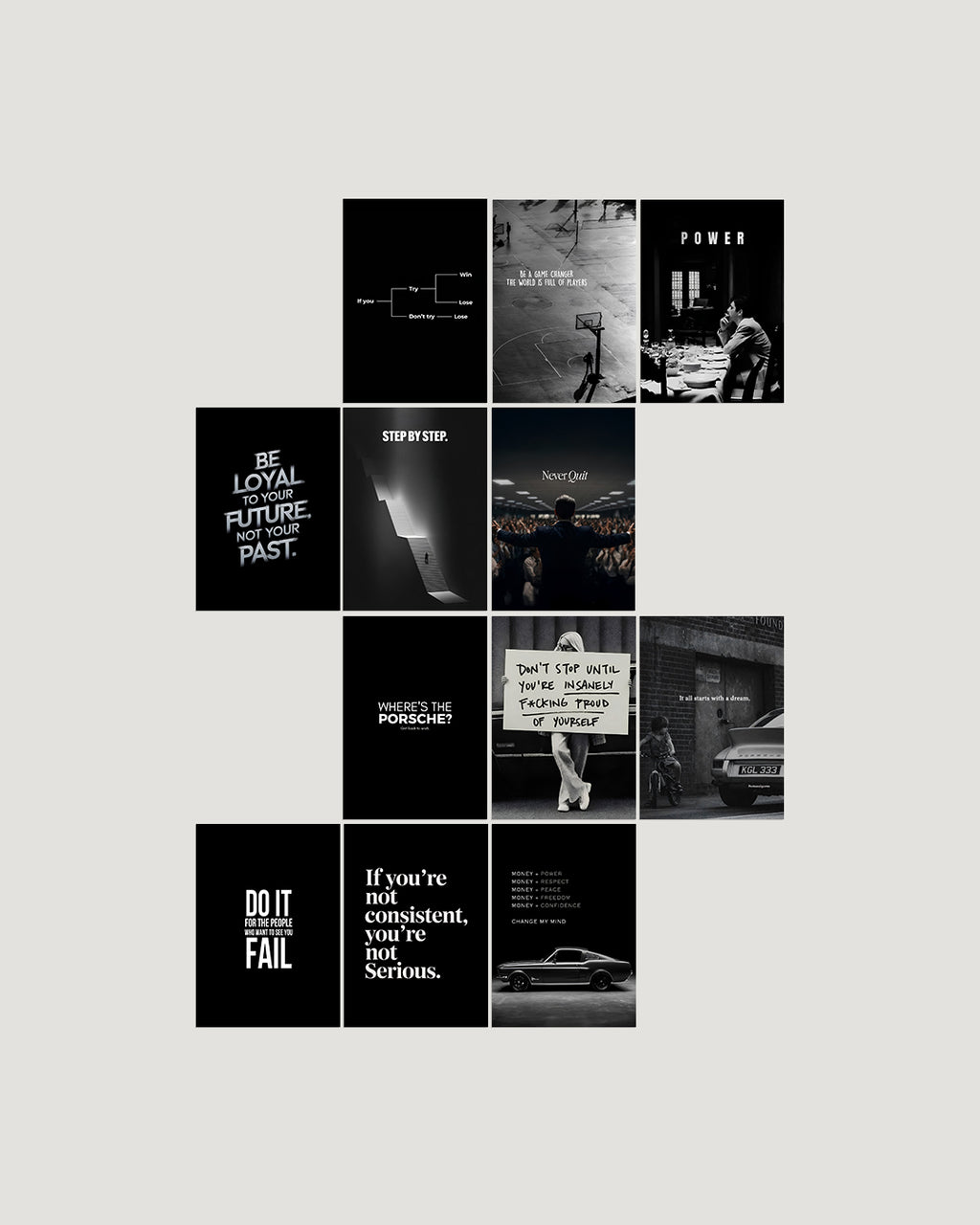 Black motivation minimal typography mindset 12-poster A4 pack wall posters Pakistan by The Love Language
