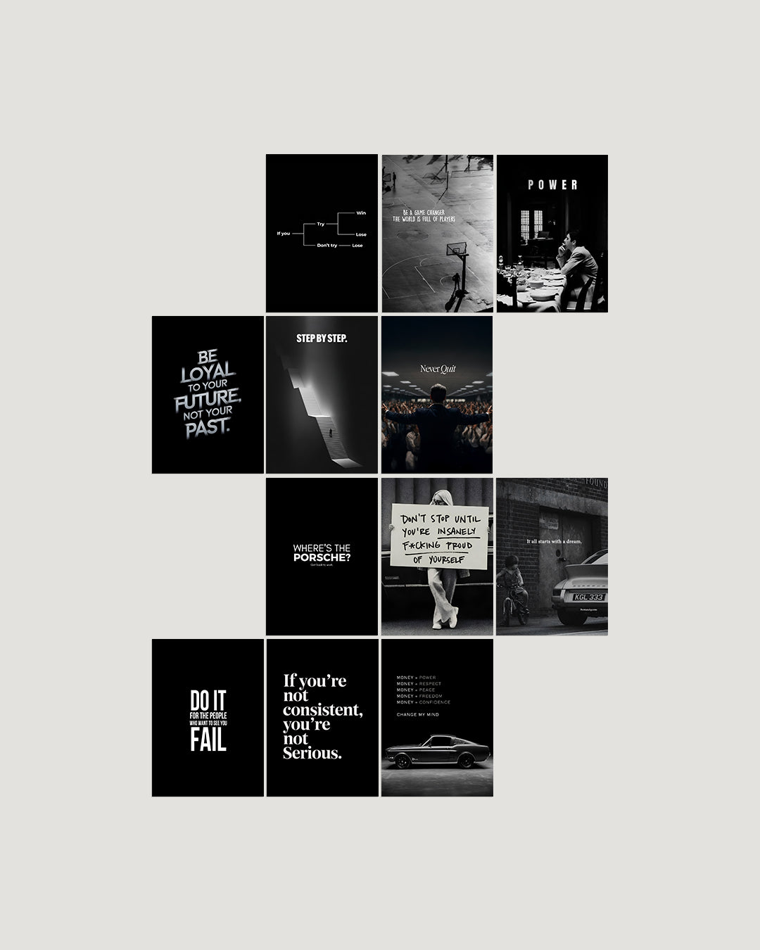 Black motivation minimal typography mindset 12-poster A4 pack wall posters Pakistan by The Love Language