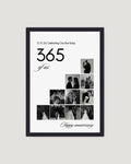 Black and white minimal 365 days anniversary photo frame Pakistan — staircase grid with 10 couple photos