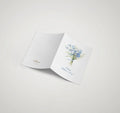 Blue forget-me-not bouquet printed Happy Mother's Day greeting card by The Love Language Pakistan