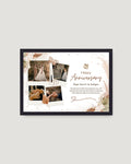 Boho wedding anniversary horizontal photo frame Pakistan — 4 Polaroid photos on white boho floral background