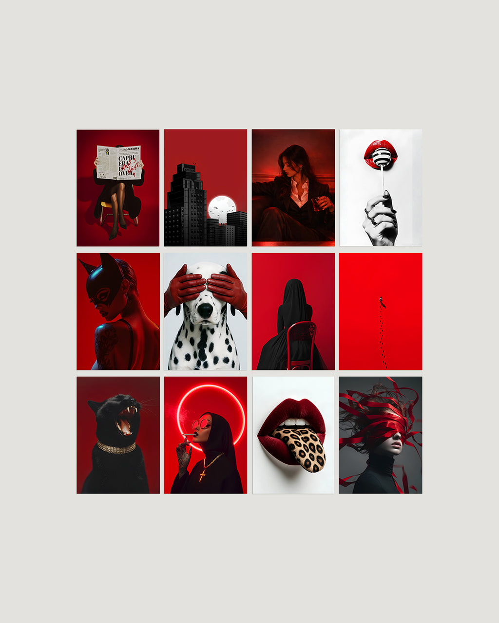Bold red black aesthetic surreal art 12-poster A4 pack wall posters Pakistan by The Love Language