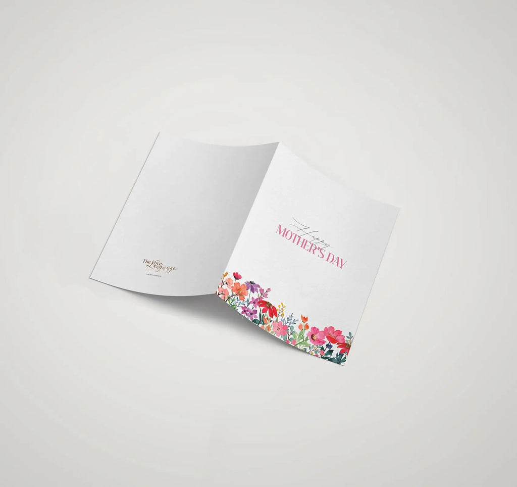 Bold multicolour wildflower garden printed Happy Mother's Day greeting card by The Love Language Pakistan