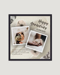 Botanical polaroid wedding anniversary photo frame Pakistan — cream background, botanical flowers, 2 Polaroids