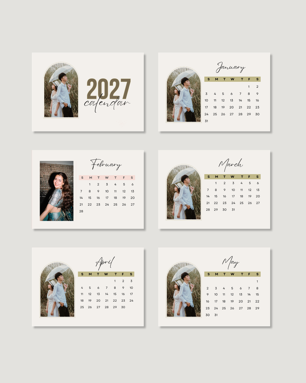 Personalised Desk Calendar 2027 – Sage Arch Photo Gift
