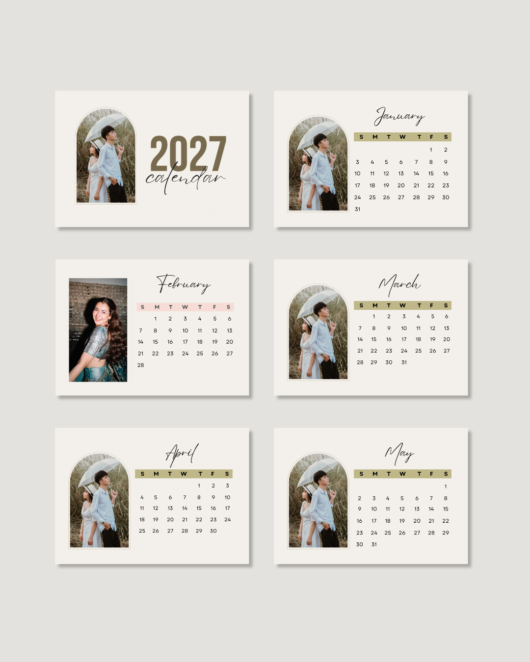 Personalised Desk Calendar 2027 – Sage Arch Photo Gift