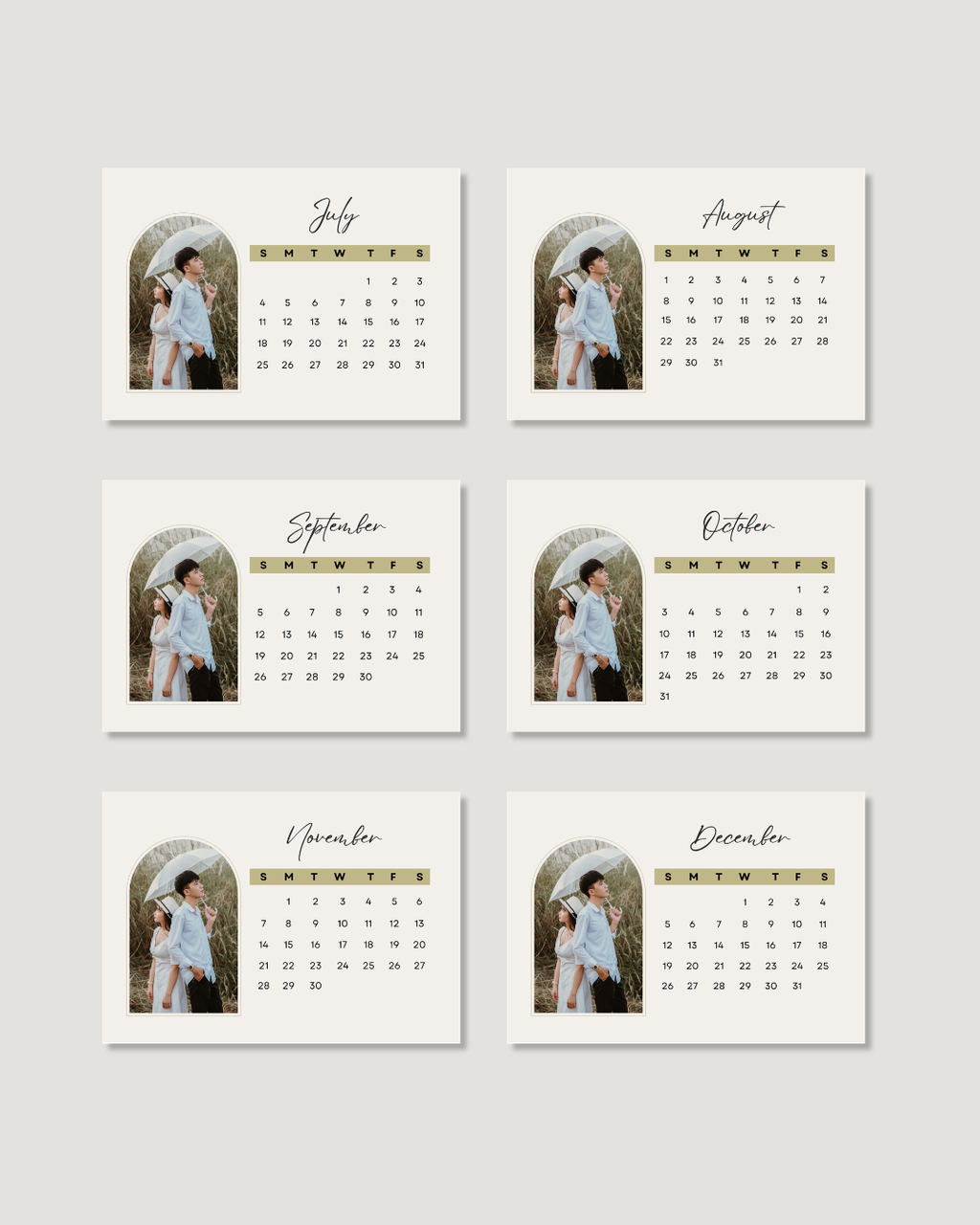 Personalised Desk Calendar 2027 – Sage Arch Photo Gift