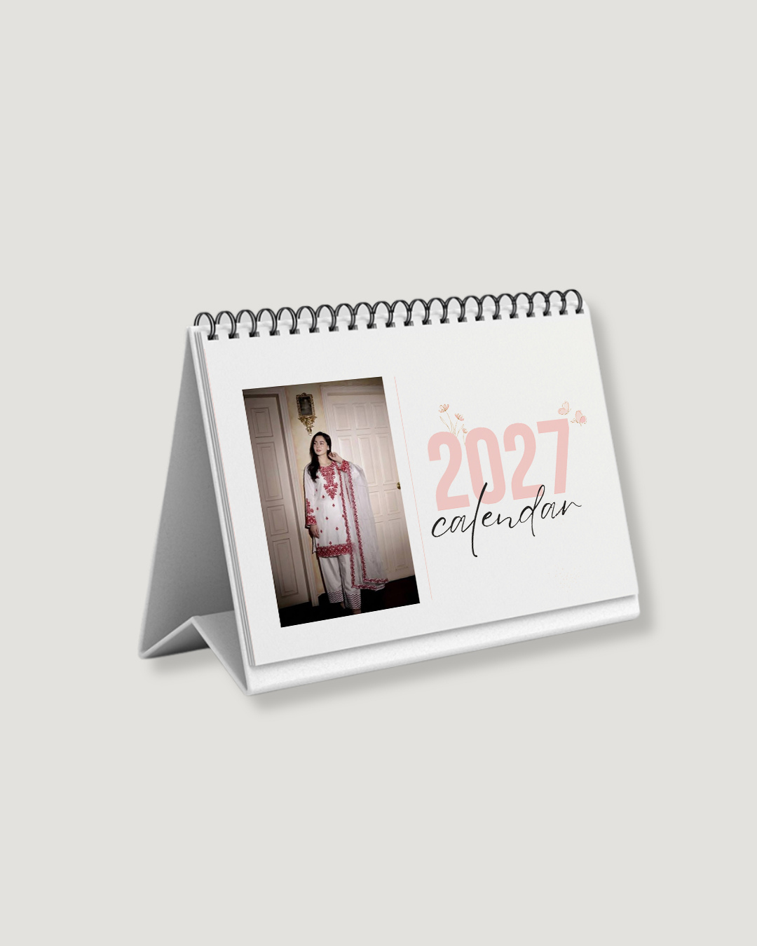 Custom Photo Calendar 2027 – Blush Pink Desk Gift