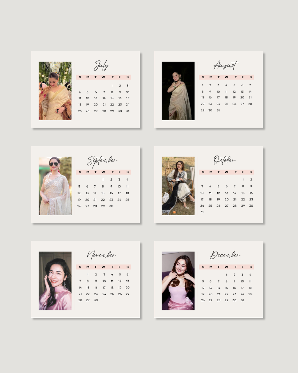 Custom Photo Calendar 2027 – Blush Pink Desk Gift
