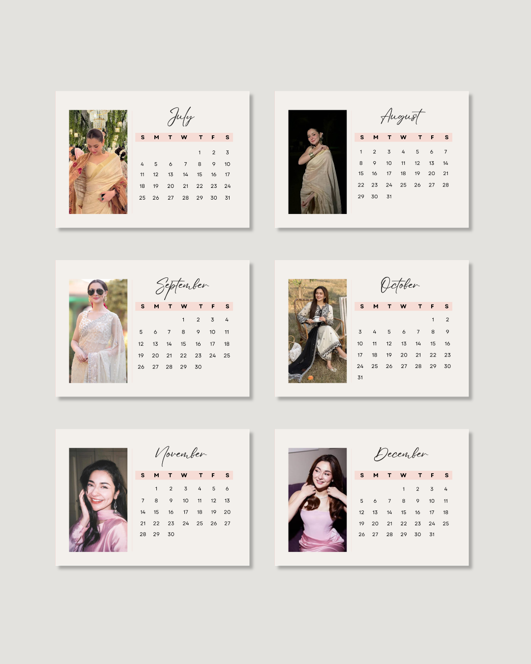 Custom Photo Calendar 2027 – Blush Pink Desk Gift