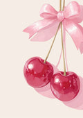 Cherries with Bow Poster – Pink Aesthetic Room Decor