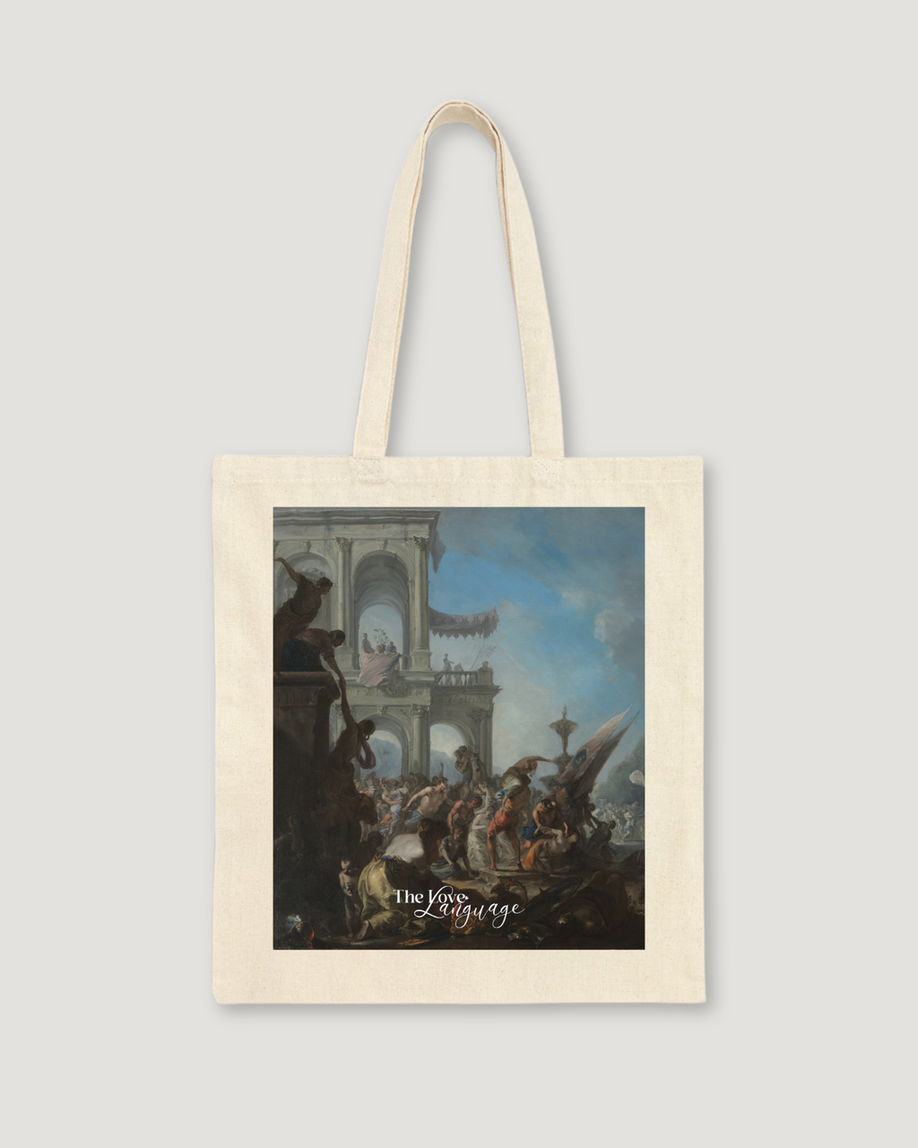 Old Masters baroque painting on a natural canvas tote bag. Grand classical art print, high quality. Shop online with delivery across Lahore & Pakistan.
