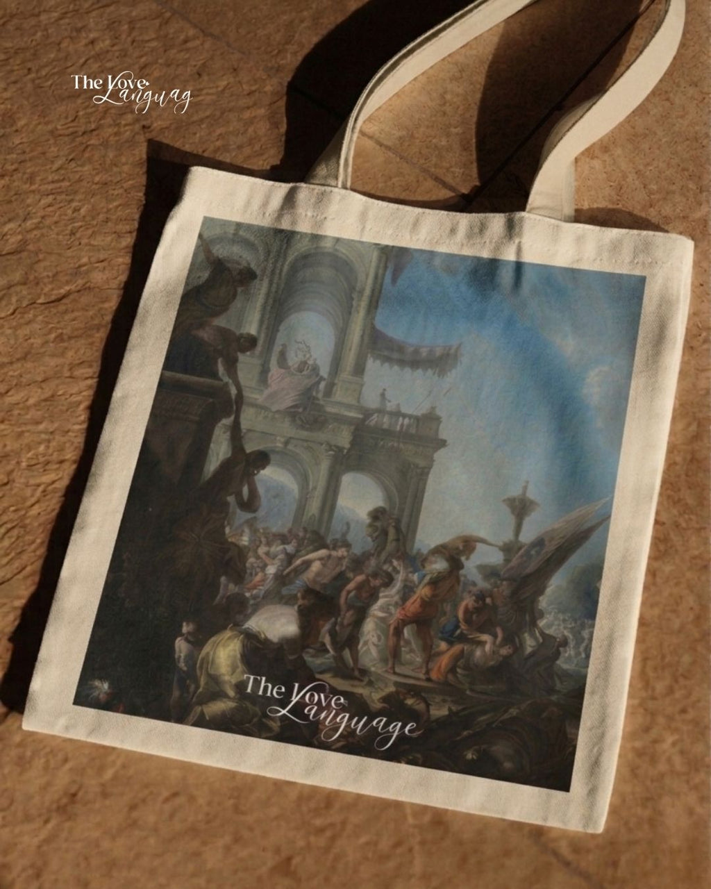 Old Masters baroque painting on a natural canvas tote bag. Grand classical art print, high quality. Shop online with delivery across Lahore & Pakistan.