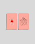 Illustrated couple wallet card with names and heart — romantic gift, Pakistan