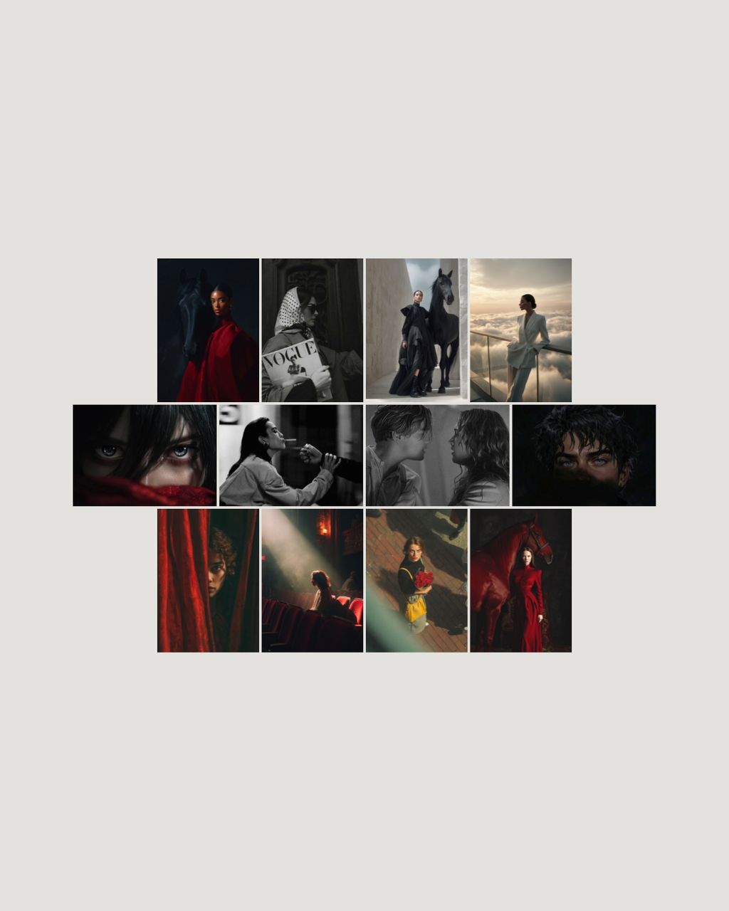 Dark fashion noir red black editorial aesthetic 12-poster A4 pack wall posters Pakistan by The Love Language