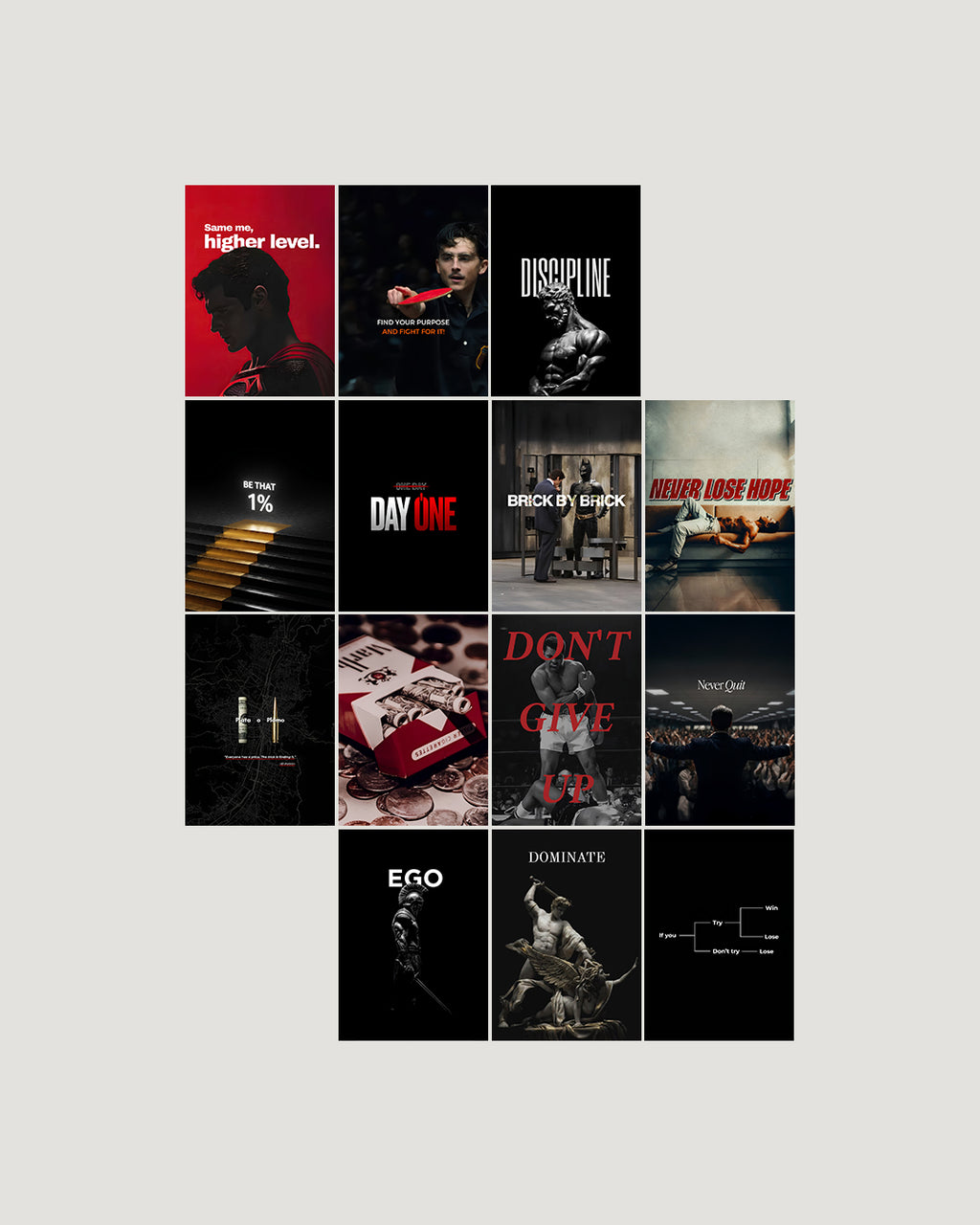 Dark motivation discipline mindset 12-poster A4 pack wall posters Pakistan by The Love Language