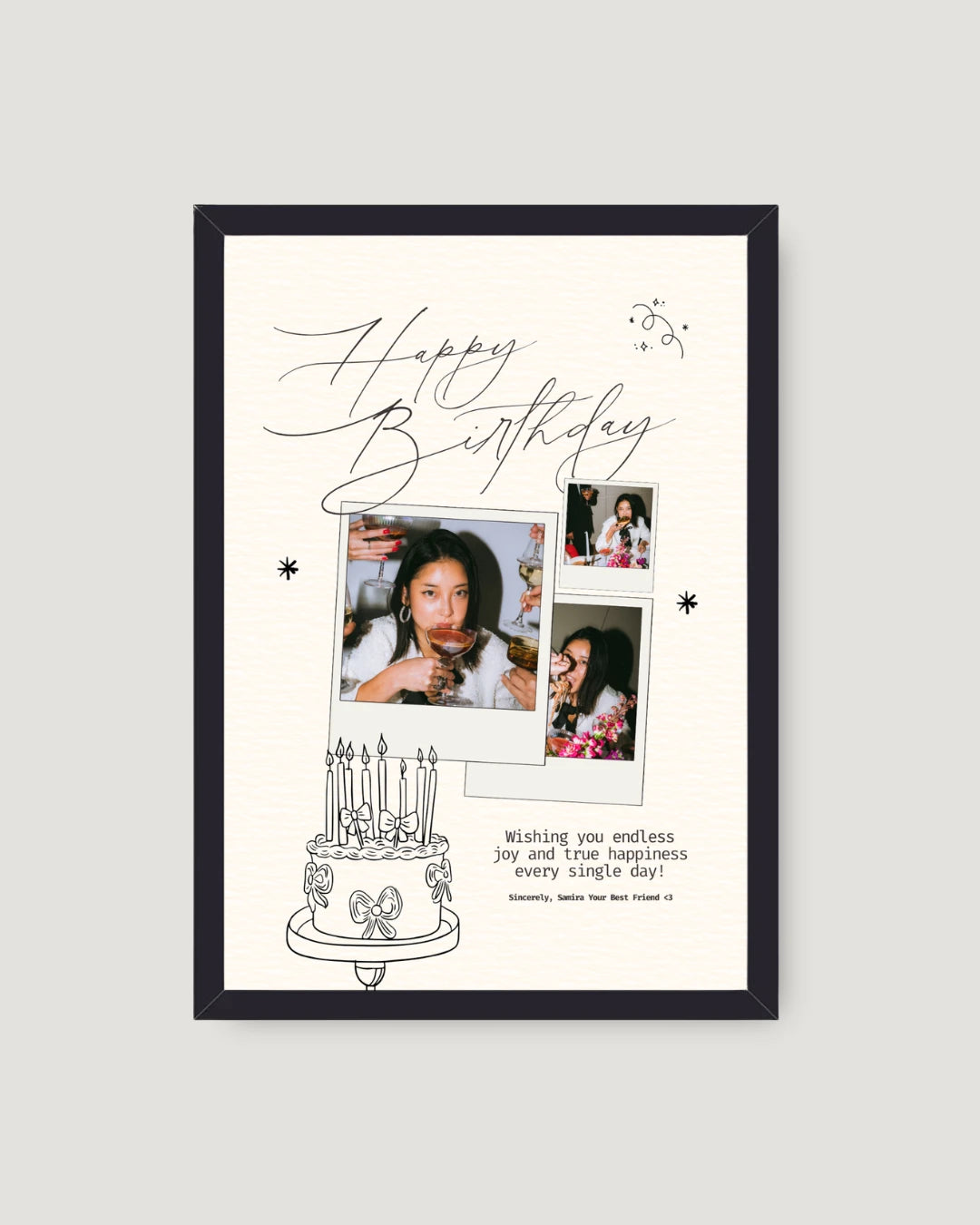 Elegant Birthday Photo Frame – Script Style Personalised Gift