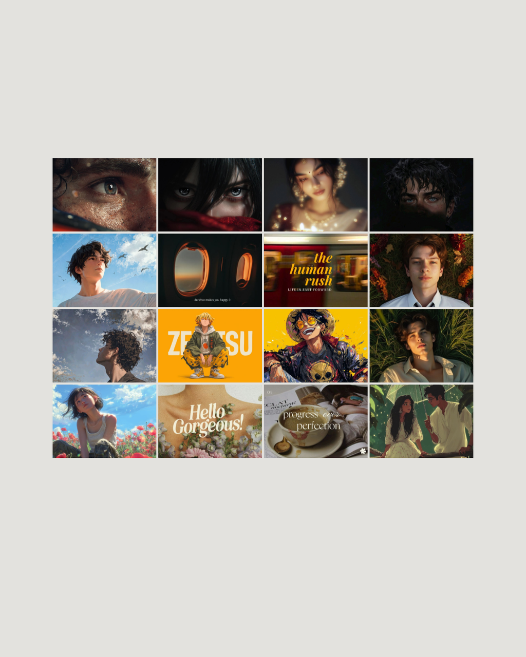 Gen Z aesthetic 16-poster A4 pack with anime cinematic and quote typography wall posters Pakistan by The Love Language