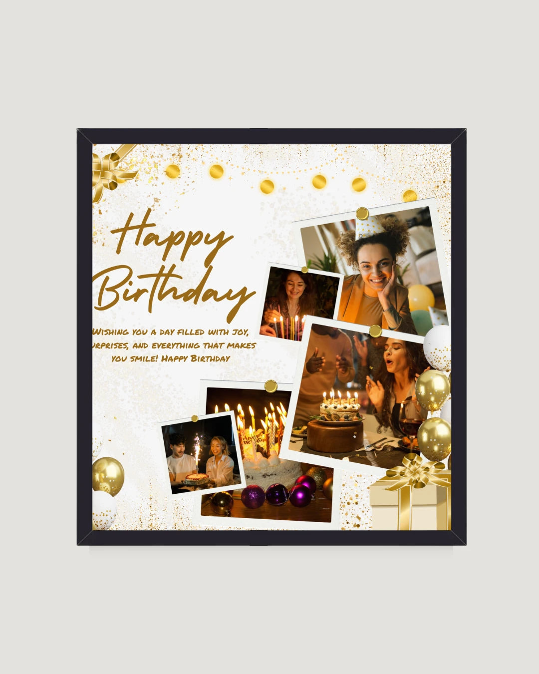 Gold Birthday Collage Frame – Multi-Photo Gift for Friends