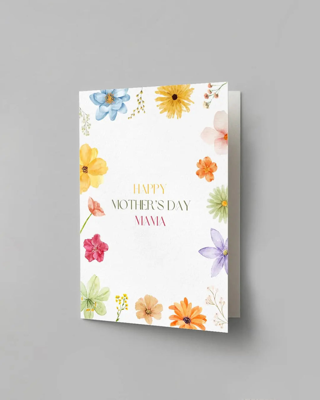 Multicolour floral wreath printed Happy Mother's Day Mama greeting card by The Love Language Pakistan