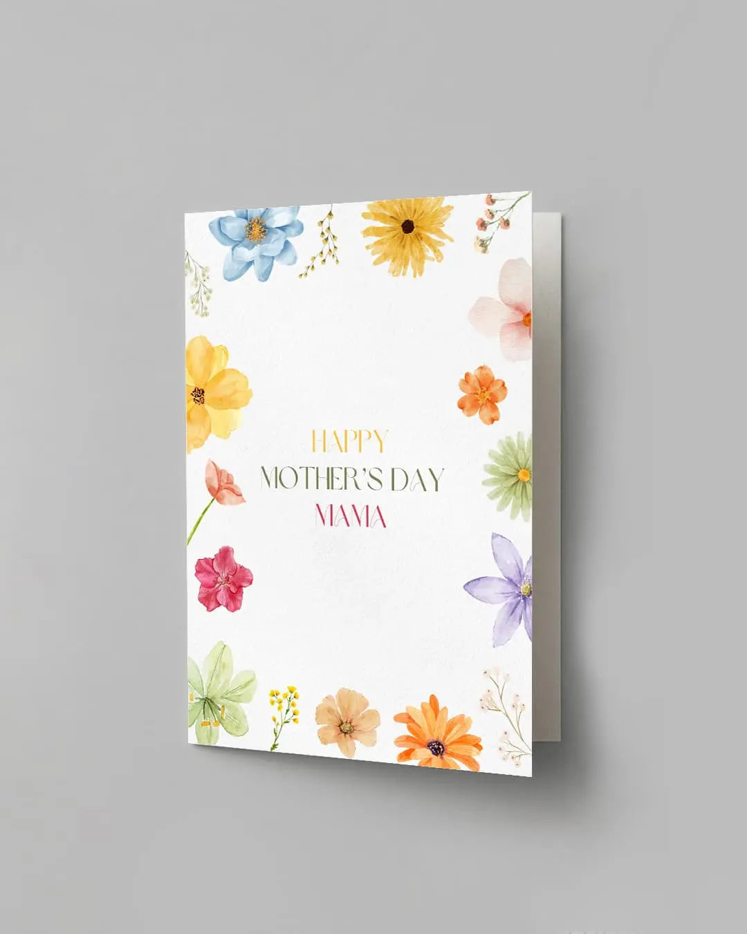 Multicolour floral wreath printed Happy Mother's Day Mama greeting card by The Love Language Pakistan