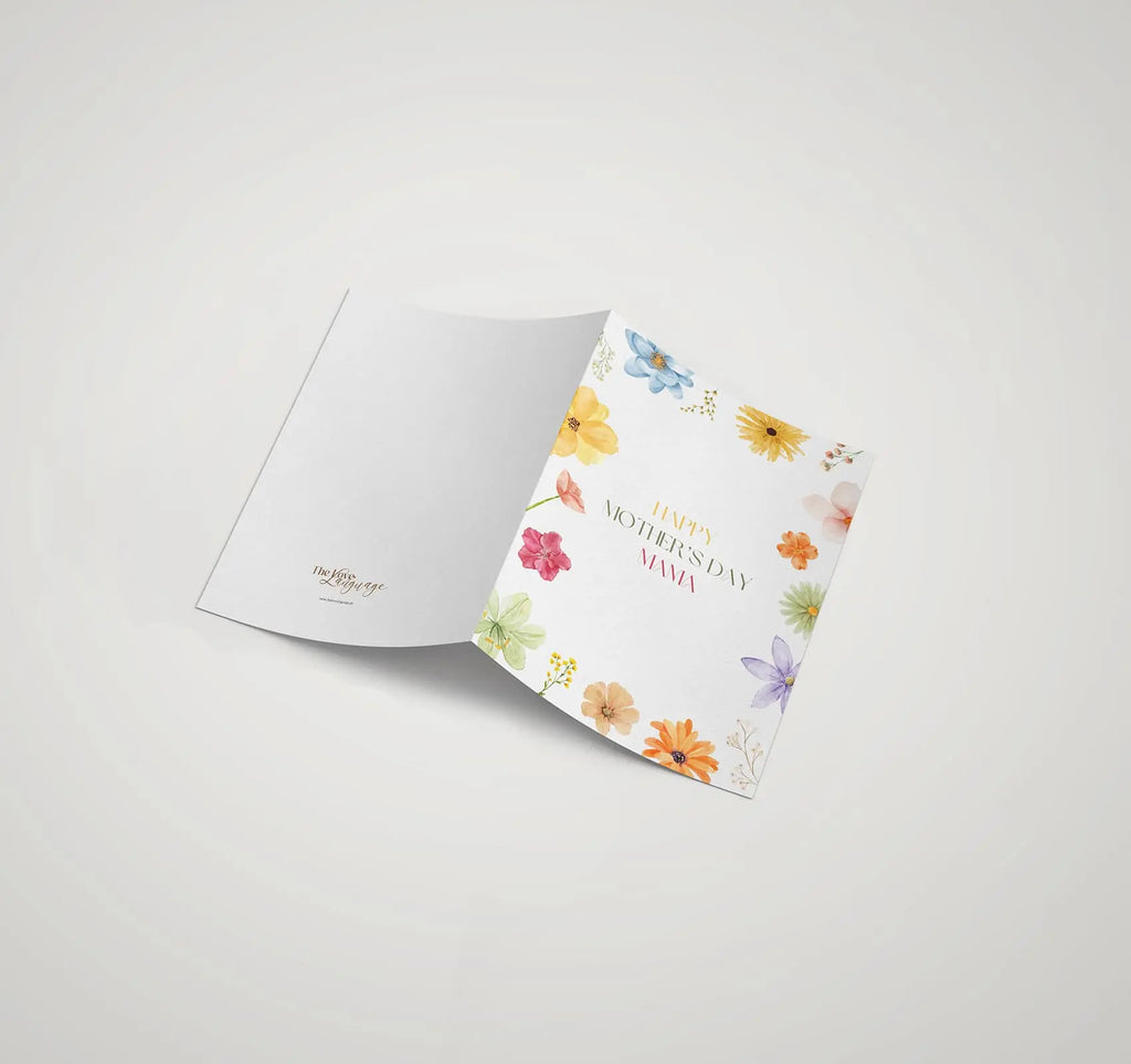 Multicolour floral wreath printed Happy Mother's Day Mama greeting card by The Love Language Pakistan