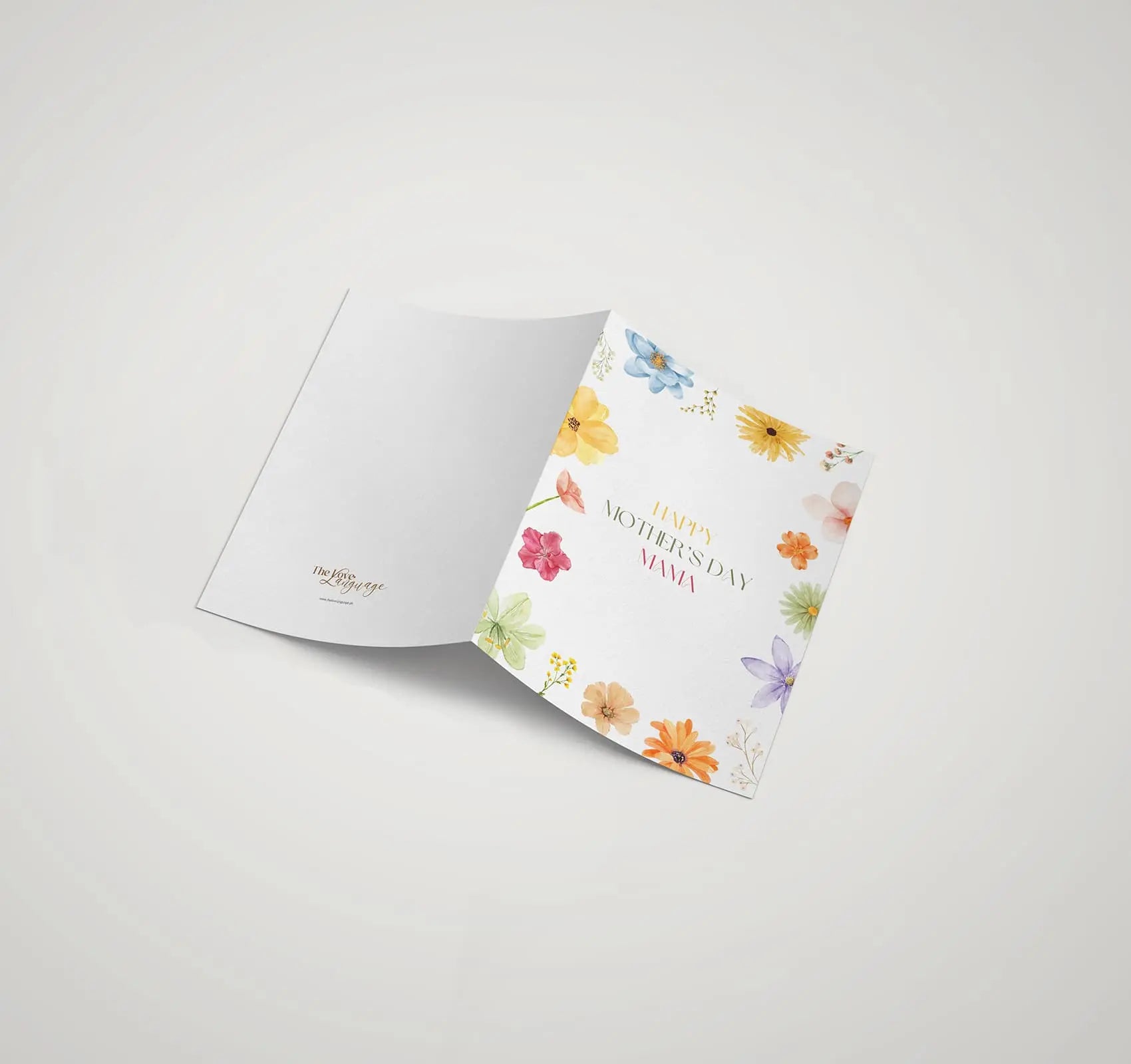 Multicolour floral wreath printed Happy Mother's Day Mama greeting card by The Love Language Pakistan