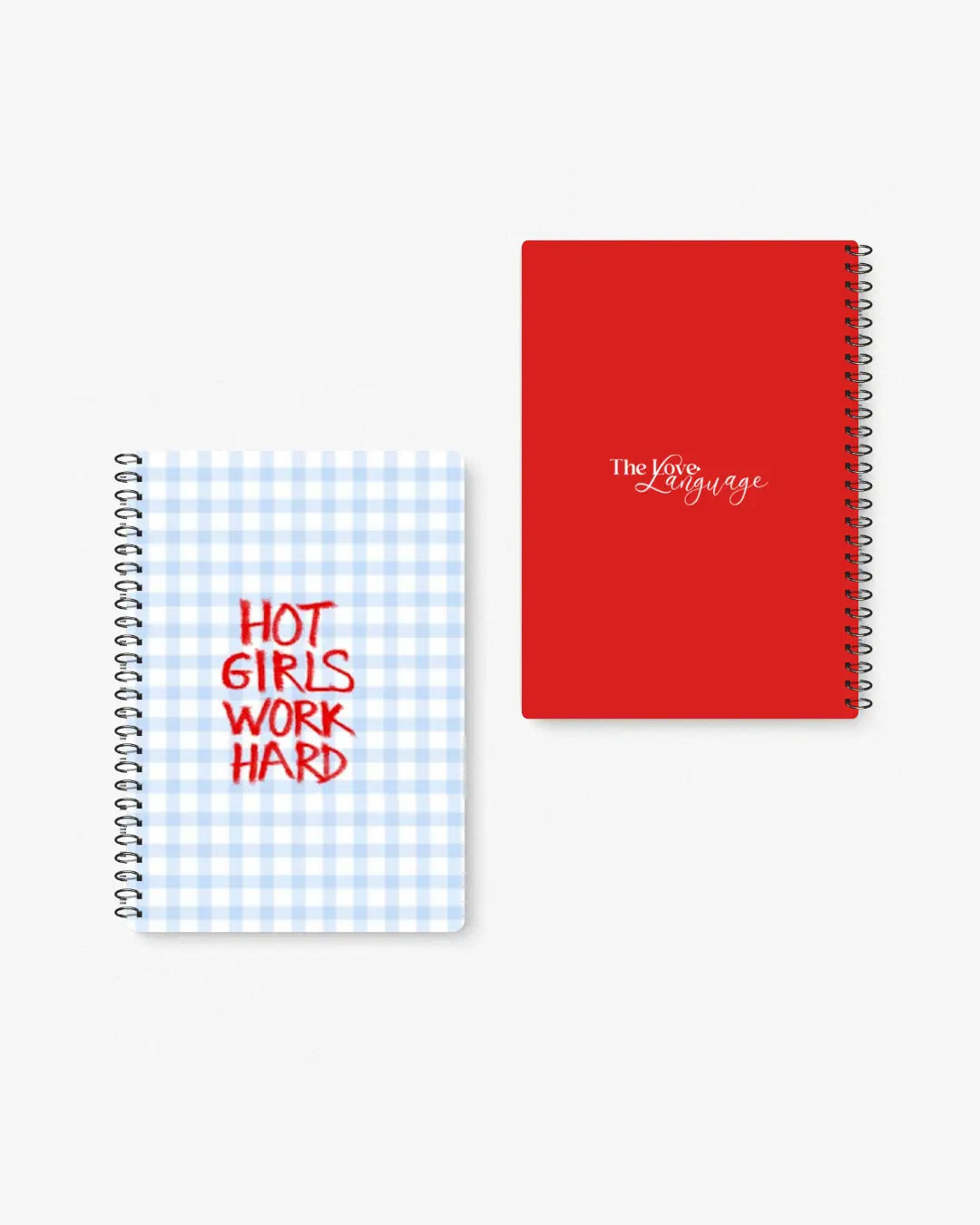 hot girls work hard aesthetic gingham A5 spiral notebook diary for girls Pakistan – thelovelanguage.pk