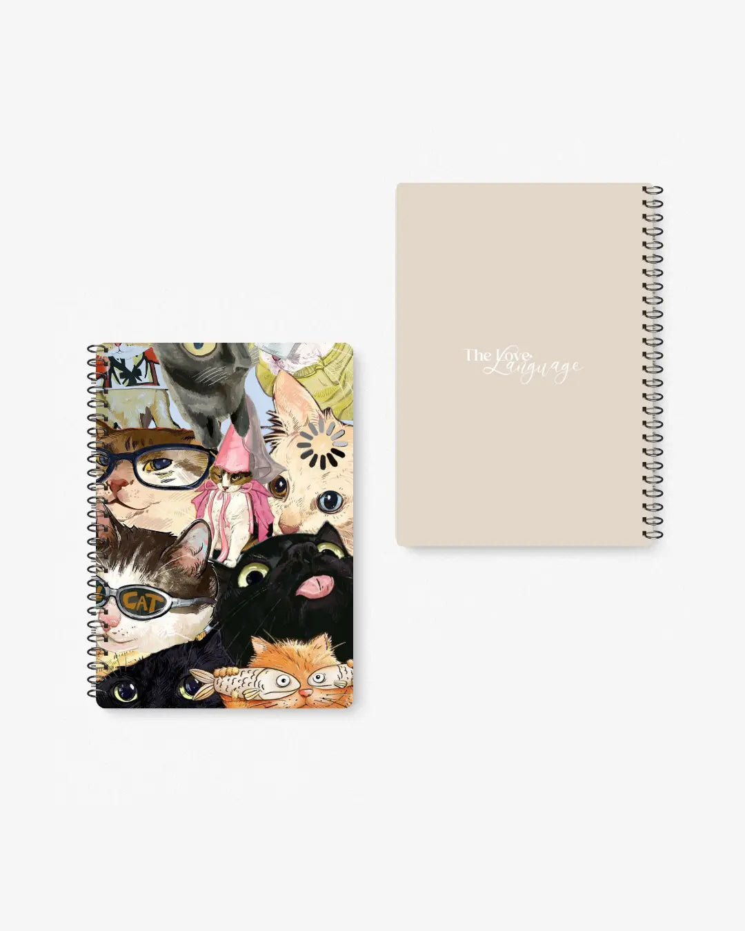 illustrated cats collage cute A5 spiral notebook gift for cat lovers Pakistan – thelovelanguage.pk