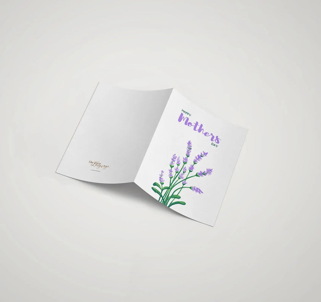 Minimal lavender sprig printed Happy Mother's Day greeting card by The Love Language Pakistan